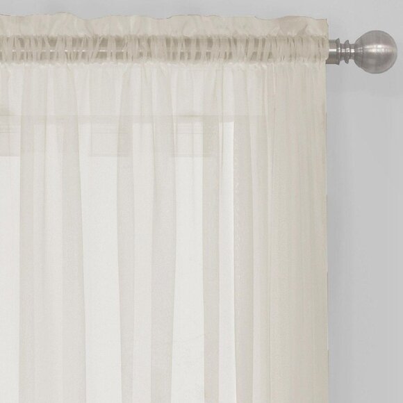 NEW Regal Home Voile Sheer Rod Pocket Single Curtain Panel Linen Brown 54" x 95" - Picture 2 of 8